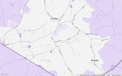 Graphical map of Hinckley and Burbage, Leicestershire